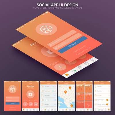 UI design concept social mobile application 3d animation branding graphic design logo motion graphics ui