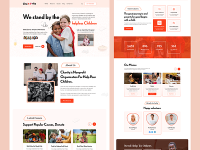 Charity Website Design charity charity landing page charity web ui creative design fundraising graphic design insurance landing page ngo typography web template web ui website