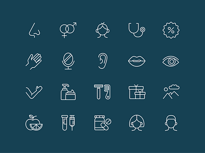 Icons for an online pharmacy store blue body branding collection design e commerce eshop glyph grid icon icon collection icon set iconography icons medicine pharmacy shop store symbols thin