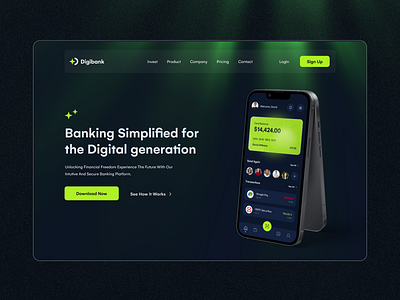 Digibank web UI app design graphic design ui ux
