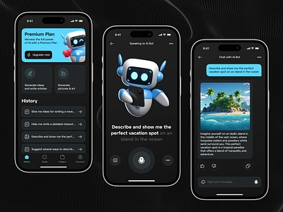 AI Chatbot Mobile App app chat chat bot chatbot chatbot ui design mobile ui