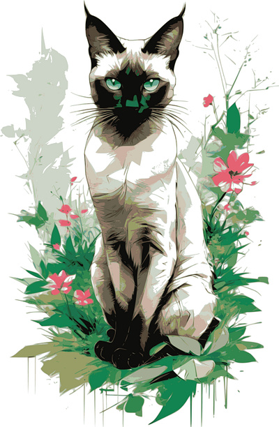 Siamese And Spring Awakening cat flowers siamese spring