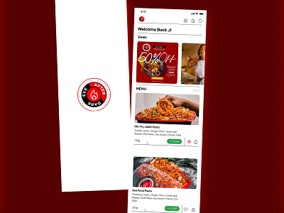 Eve After Dark Mobile App UI food pasta red restaurant ui