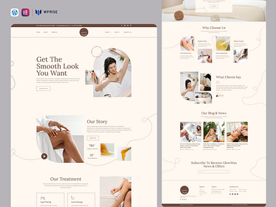 GlowWax – Waxing Salon & Beauty Care Elementor Template branding design elementor template graphic design ui web design