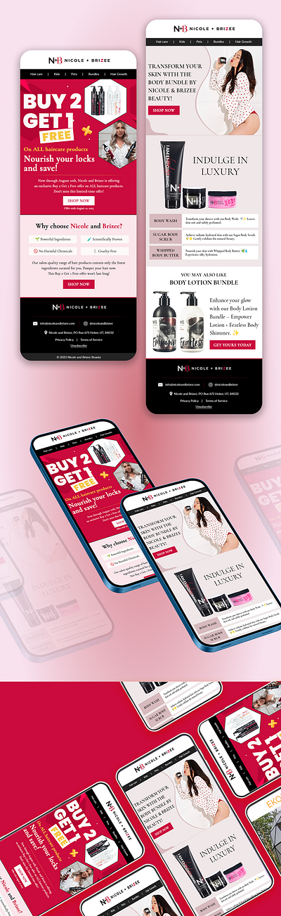 Nicole + Brizee - Email Designs email design email design for women cosmetics email template email template for cosmetics