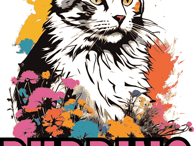 Just Keep Purring Design cat colorful purring