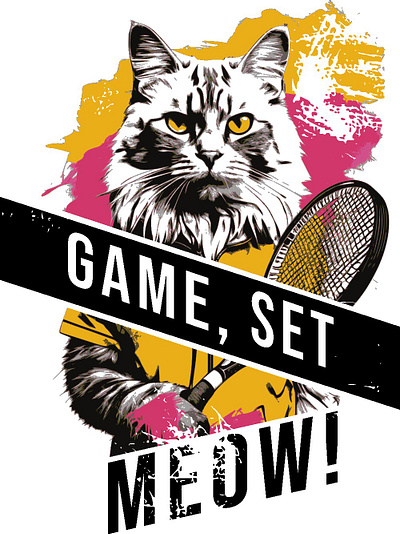 Game, Set, Meow cat tennis vector vector illustration