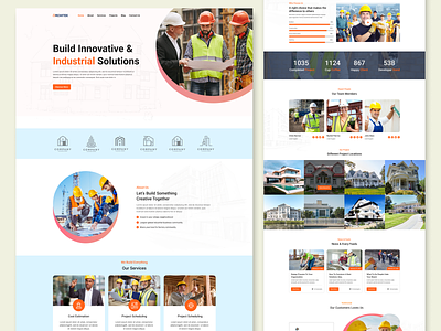 Industry Service Landing Page builder business company construction creative factory freelancer homepage industrial business industrial factory industry landing page machinery manufacturing modern steel
