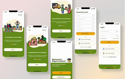 Healthy Diet Shopping App app application branding design figma form graphic design healthy illustration interface intro login logo mobile organic signin signup ui user interface ux