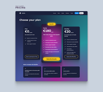 Daily UI #030 - Pricing daily ui 030 dailyui design education learning platform pricing ui