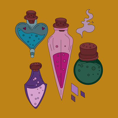 A set of cute glass bottles app branding design graphic design illustration logo typography ui ux vector
