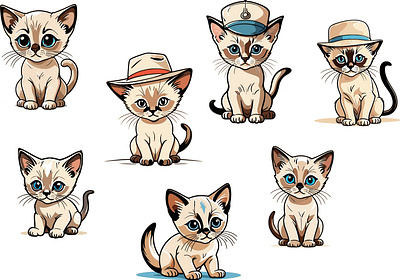 Siamese Kittens cat kittens vector illustration