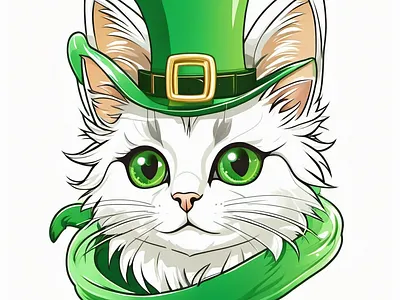 St.Patrick Day cat green vector illustration