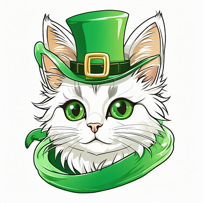 St.Patrick Day cat green vector illustration