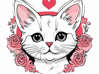 Valentines Day Cat kitten valentines day vector illustraion