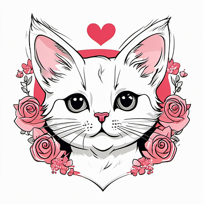 Valentines Day Cat kitten valentines day vector illustraion