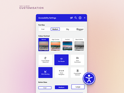 Daily UI #033 - Customisation accessibility accessibility settings app customisation daily ui 033 dailyui design ui ux wcag