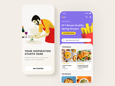 Recipe Web App Concept animation illustration mobile app motion graphics recipe app ui web app yellow