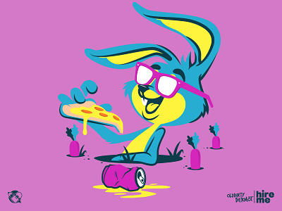 Pizza Bunny! bunny character design graphics illustration pizza rabbit t shirt design vector design
