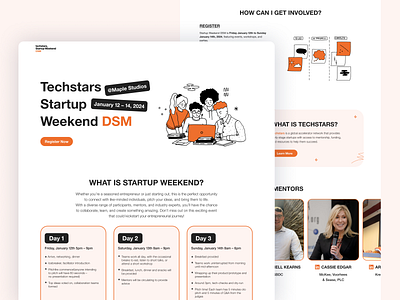 Techstars Startup Weekend DSM | Landing page design landing page startup ui web