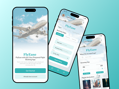 FlyEase Flight Booking App UI design app design branding graphic design ui ui ux design website design