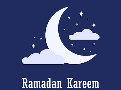 ramadan kareem card blue cartoon clouds design doodle illustration islamic kareem moon mubarak navy post ramadan ramazan religion retro star text typography vector