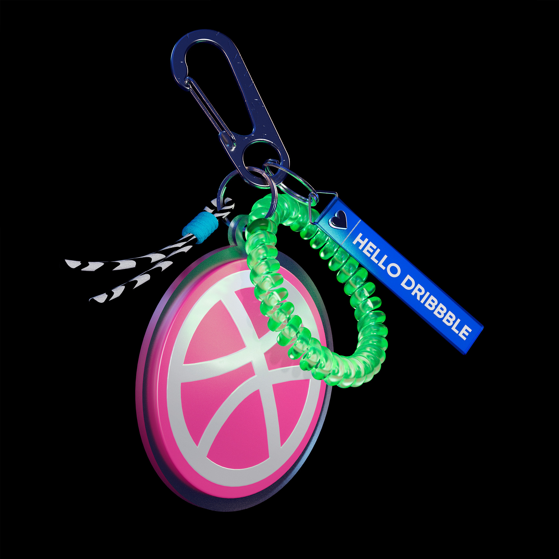 Hello, Dribbble 3d cinema4d hellodribbble illustration key keychain logo
