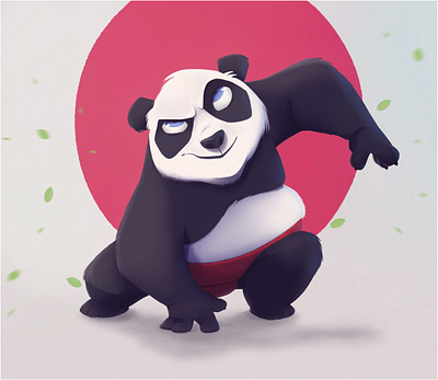 Panda Sumo Wrestler 2d character concept character design diananb digital painting fighter illustration leaves panda red sumo wrestler