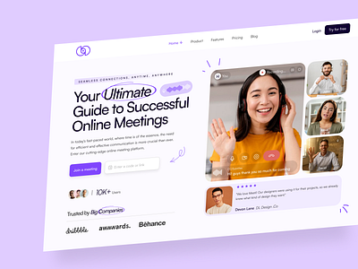 Online Meeting design figma homepage landingpage onlinemeeting ui uidesign uiux ux webdesign