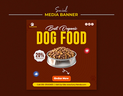 Dog Food Social Media Post Banner Design ads banner design banner flyer dog food pet pet food post design sale banner social media template