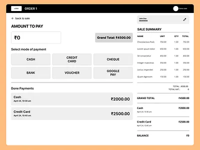 Point of Sale - POS Check Out Payment Page Wireframe app check out design figma monochrome payment point of sale pos ui user experience user interface ux wip wireframe wireframing