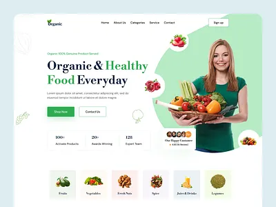 Organic Food Wesite Design beauty products design ecommerce food food shopping fruit grocery grocery shop landing page minimal organic restaurant seeds shop store trendy design ui design vegetables