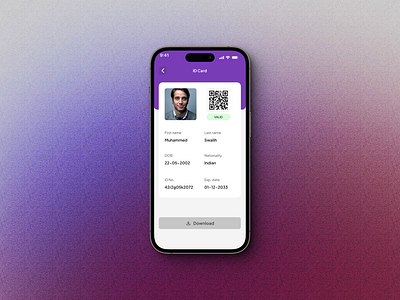 E-ID card design concept anima app design design concept id card idcardui indianapp kerala mobile ui ui design uiscreen