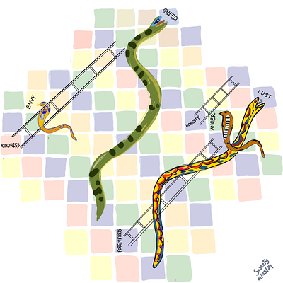 Game of Life! board borad game greed ladder metaphor illustration snake game snake illustration virtues