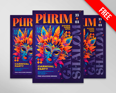 Free Purim Party Flyer PSD Template club flyer design flyer flyer design free free psd freebie party flyer psd purim
