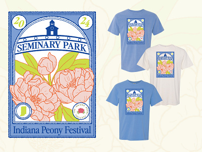 Indiana Peony Festival Poster & T-shirt blue floral flower flower logo flower poster flower shirt flowers graphic design illustration indiana indiana peony logo neon peony peony design peony logo peony poster poster spring t shirt