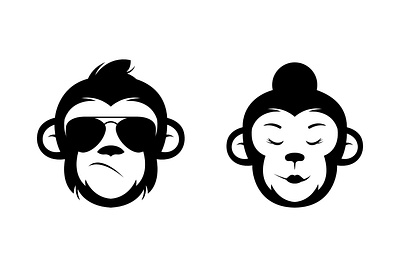 Male & Female Ape ape art branding business logo mascot monkey silhouette simple