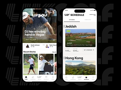 LIV Golf App app golf golf brand liv golf minimal pga tour sports app ui design