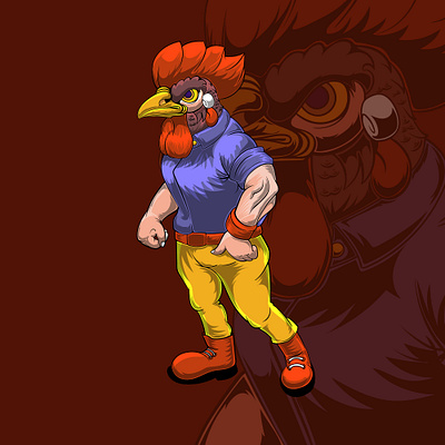 Rooster Super Hero Cool Character branding digital art graphic design illustration logo mascot mascot design rooster