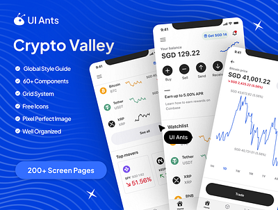 Crypto App UI Kit | 200+ Screens | Figma bitcoin wallet buy and sell crypto crypto currency trading crypto exchange crypto markeet anaylsis crypto price crypto wallet cryptocurrency app cryptocurrency wallet etherum wallet wallet security