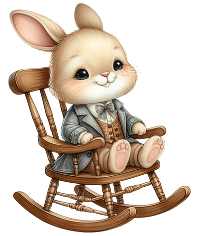 Dressed bunny on rocking chair