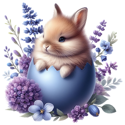 Indigo mini bunny in egg