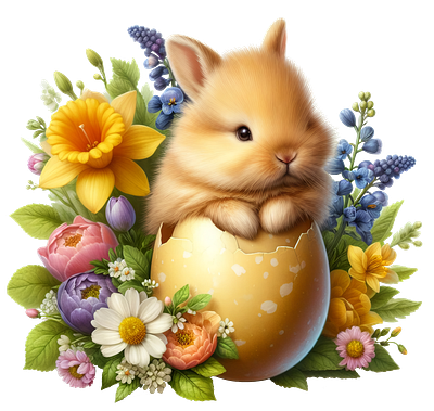 Cute bunny in egg