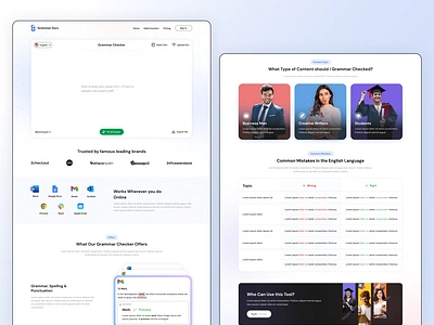 Grammar Checker Website | UI Design creative design creative website essay website essay writing grammar checker grammar checker website graphic design landing page ui ui design uiux ux ux design web design website design website ui writing site writing website