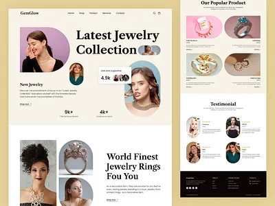 Jewelry Landing Page figma gold jewelry jewelry website landing page lecklace rings ui uiux web web design web ui website