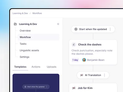 Workflow Builder dashboard design interface localization navigation product design ui ux widgets workflow