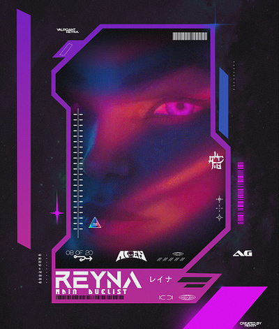 Reyna from Valroant Animated poster animation design fps graphic design illustration motion graphics poster reyna typography valorant vector video