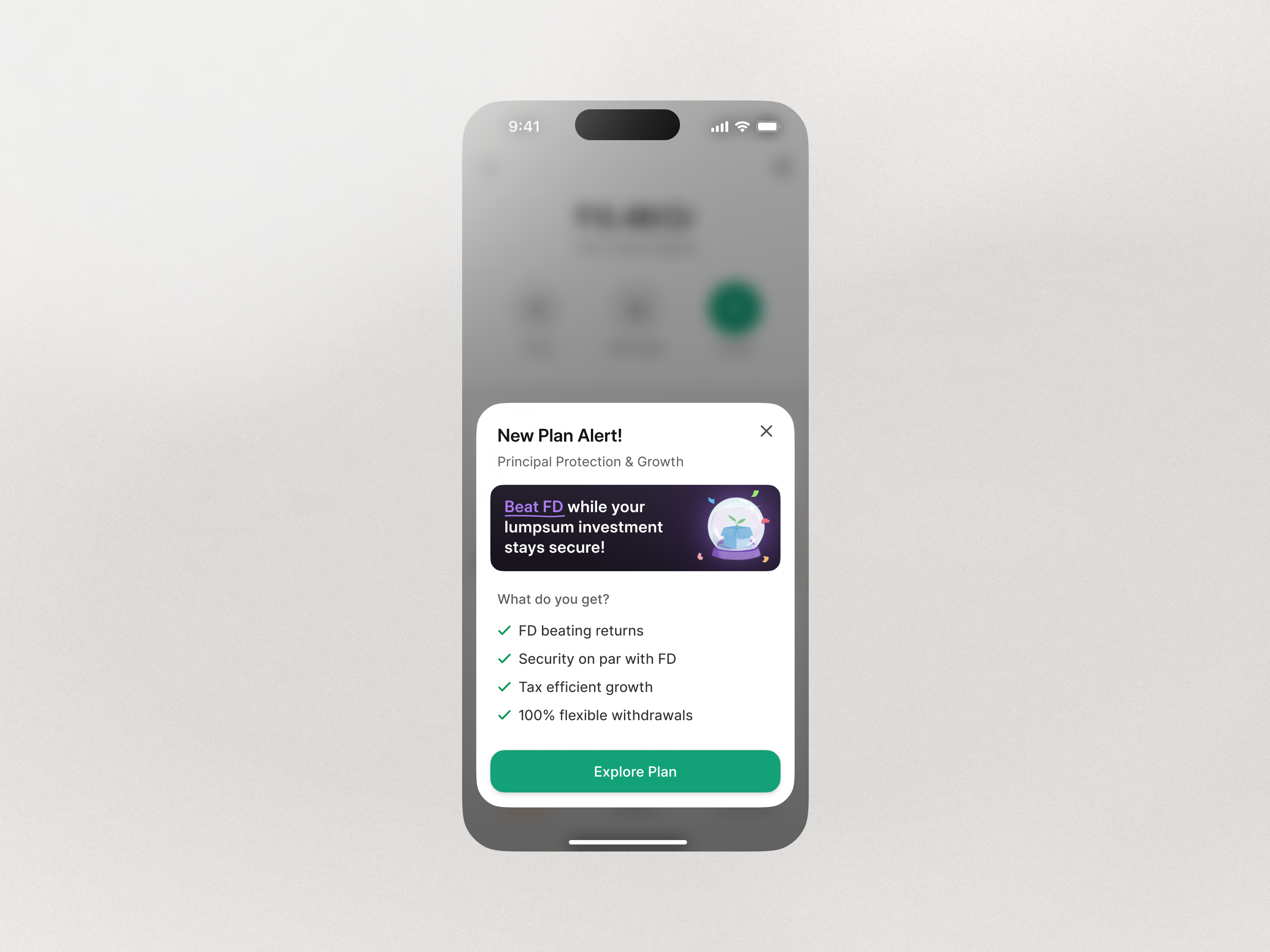 "New" Popup alert announcement bottomsheet investment app light mode modal new popup product design scripbox sheet