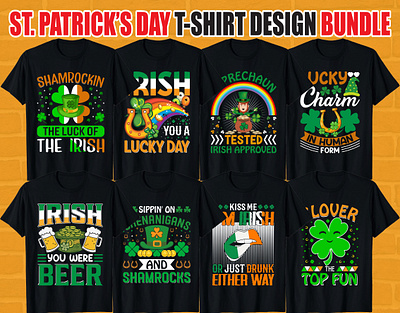 St.Patrick's Day T-Shirt Design Bundle background clover decoration design floral foliage graphic graphic design green holiday ireland love lucky nature paddy patrick pattern t shirt taypography vector
