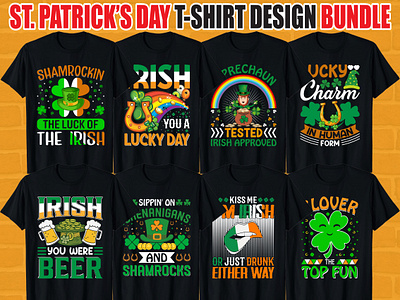 St.Patrick's Day T-Shirt Design Bundle background clover decoration design floral foliage graphic graphic design green holiday ireland love lucky nature paddy patrick pattern t shirt taypography vector